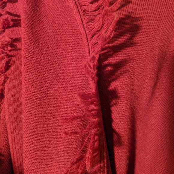 Nina Leonard Bourbon/Red Poncho. One size fits all - Picture 6 of 11